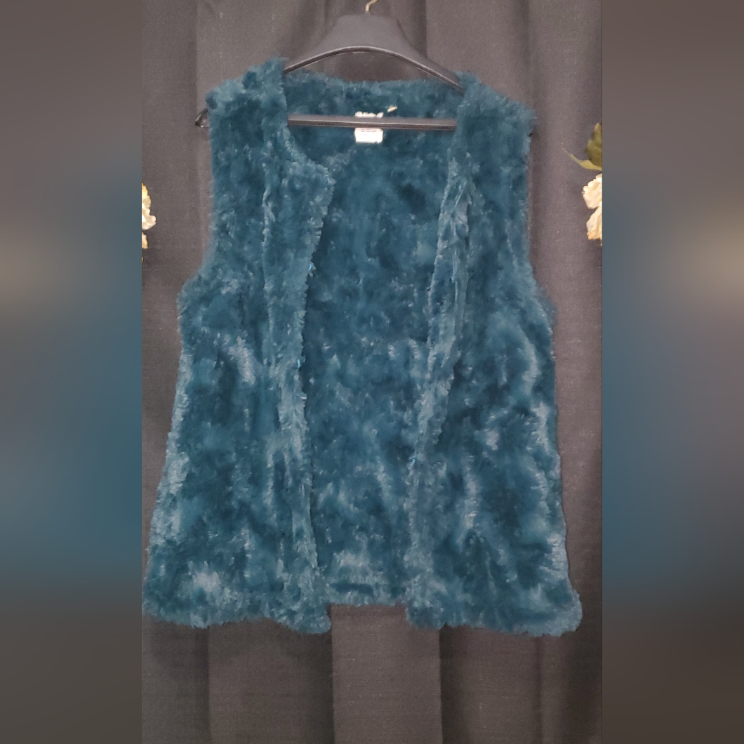 Dylan Sz Lg Winter Green Faux Fur Vest